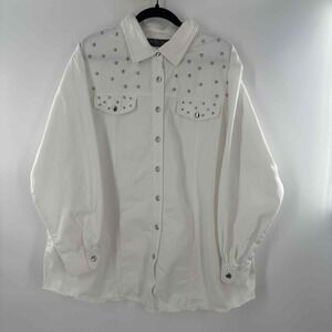 Delta Burke Jeans wear Women's Size 22W Silver Studded Western Long Sleeve